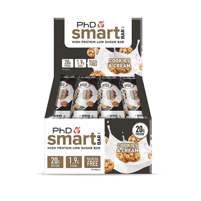Cutie 12 batoane PhD Smart Bar Biscuiti si Frisca 64g