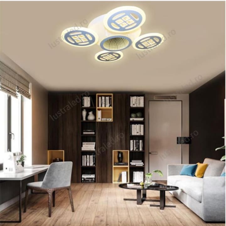Lustra Led Circle Design ,3D, telecomanda, intensifica reglabila