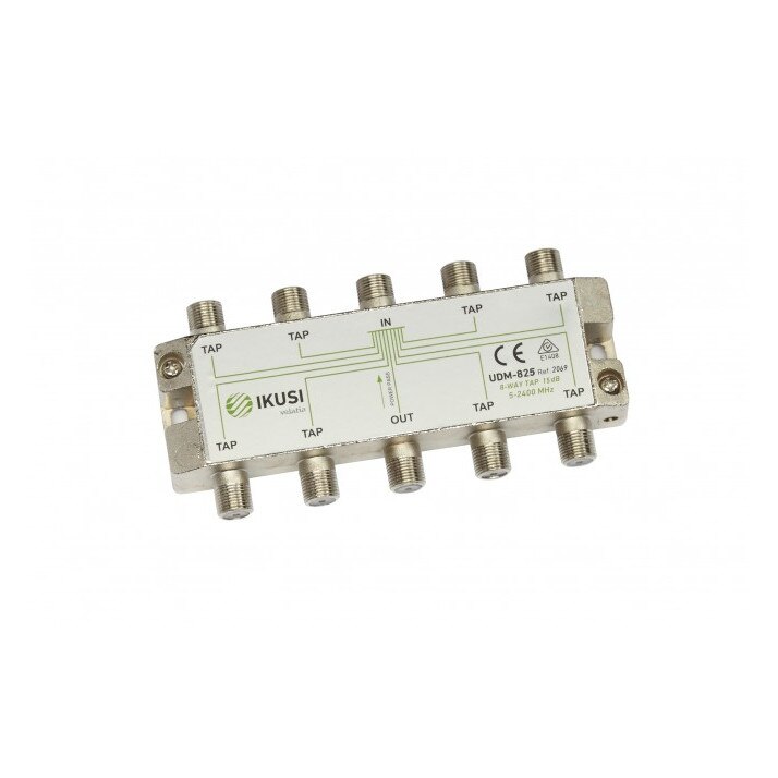 Splitter TV profesional, PowerPass, 1 intrare - 8 iesiri, 5-2400 Mhz, 25db, TAP, IKUSI, UDM-825