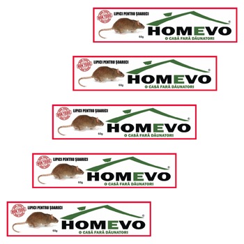 Set 5 x Homevo Capcana tip lipici pentru soareci si sobolani 60g Set 5 x Homevo Capcana tip lipici pentru soareci si sobolani 60g
