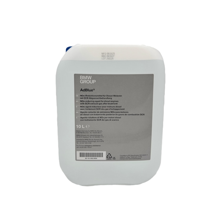 Aditiv AdBlue original BMW, 10L, 83192295606, pentru motoarele diesel Euro 6