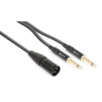 Cablu XLR tata - 2x Jack mono 6.3mm tata, 3m, Power Dynamics CX56-3 Cablu XLR tata - 2x Jack mono 6.3mm tata, 3m, Power Dynamics CX56-3