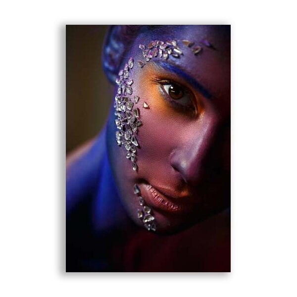 Tablou Canvas - Portret, Femeie, Multicolor, Ochi, Buze, Cristale, 80x120 cm