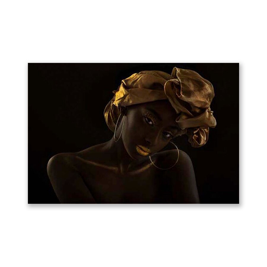 Tablou Canvas - Portret, Femeie, Buze, Aur, Gold, Multicolor, 80x120 cm