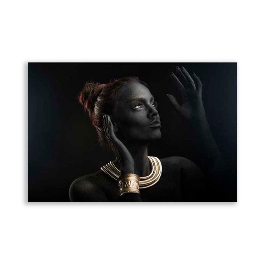 Tablou Canvas - Portret, Femeie, Aur, Gold, Vis, 80x120 cm