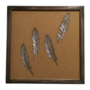 Tablou decorativ iluminat RGB cu telecomanda, cu motiv Pene, unicat, acoperit cu pluta, handmade, rustic, 51 x 51 x 4cm Tablou decorativ iluminat RGB cu telecomanda, cu motiv Pene, unicat, acoperit cu pluta, handmade, rustic, 51 x 51 x 4cm