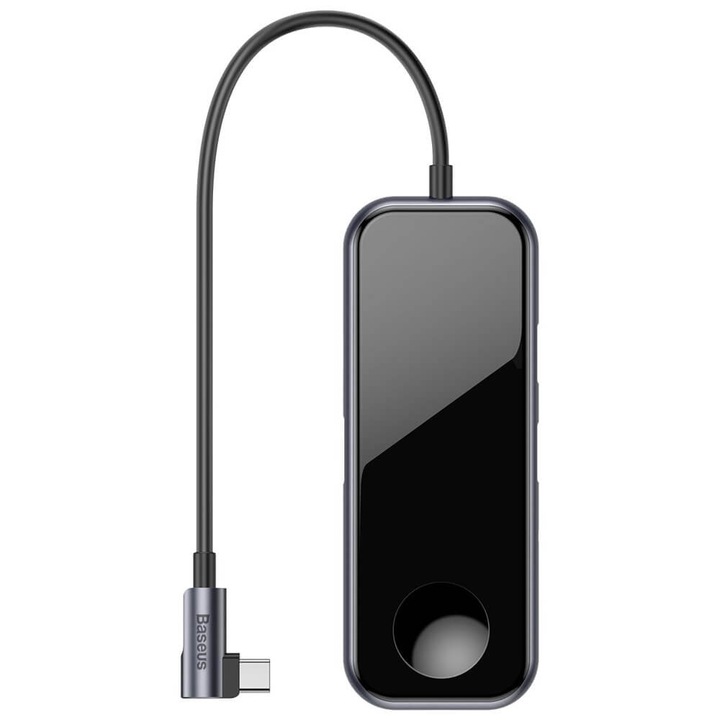 Baseus USB-C Mirror Series Hub CAHUB-AZ0G - мултифункционален хъб за свързване на допълнителна периферия за устройства с USB-C и зарядно за Apple Watch (тъмносив)