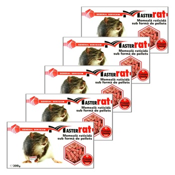 Set 5 x Masterrat Rodenticid profesional sub forma de pellets 300g Set 5 x Masterrat Rodenticid profesional sub forma de pellets 300g