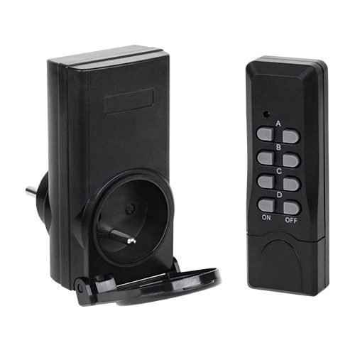 Pachet Priza cu telecomanda, de interior si exterior, IP44, Neagra cu Lanterna Camping, LED, Aluminiu