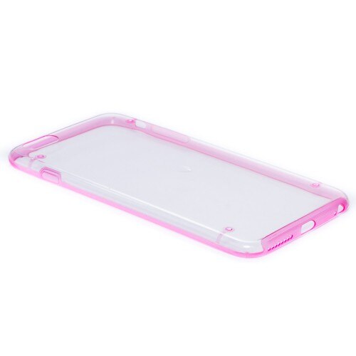 Husa Iphone 6 Plus, Transparenta cu rama roz, Silicon Ultra Subtire