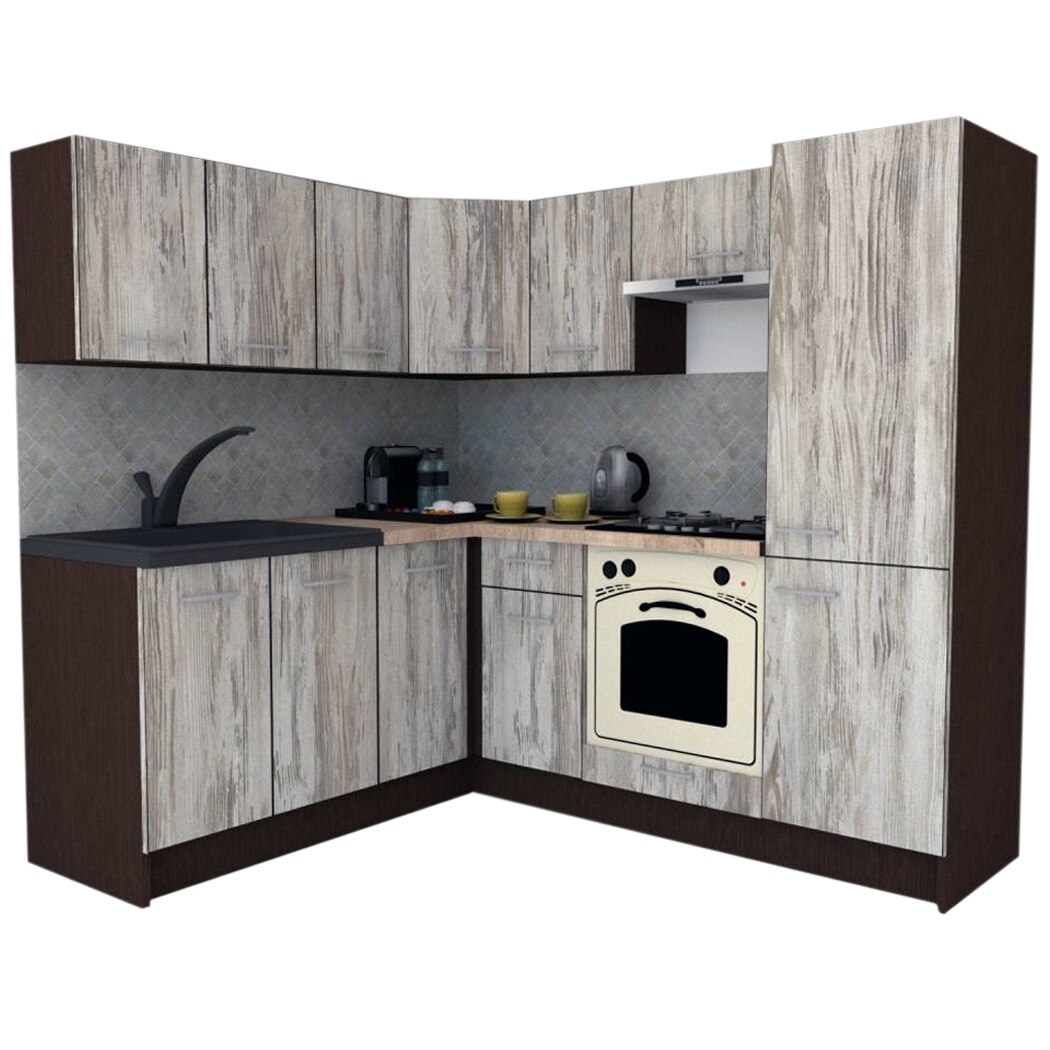 Set Bucatarie de Colt GENA NEW 7 ST. 180-210, Cu Corp de Cuptor, Wenge / Decor K084