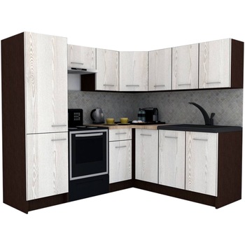 Set Bucatarie de Colt GENA NEW 8 DR. 180-210, Genarom, Fara Corp de Cuptor, Wenge / Decor K010 Set Bucatarie de Colt GENA NEW 8 DR. 180-210, Genarom, Fara Corp de Cuptor, Wenge / Decor K010