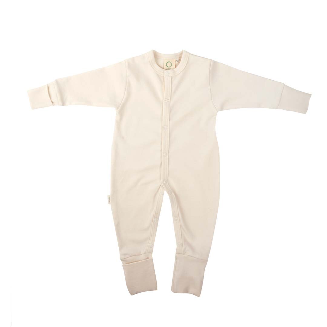 Salopeta pentru bebelusi din bumbac organic, ecru 68 cm