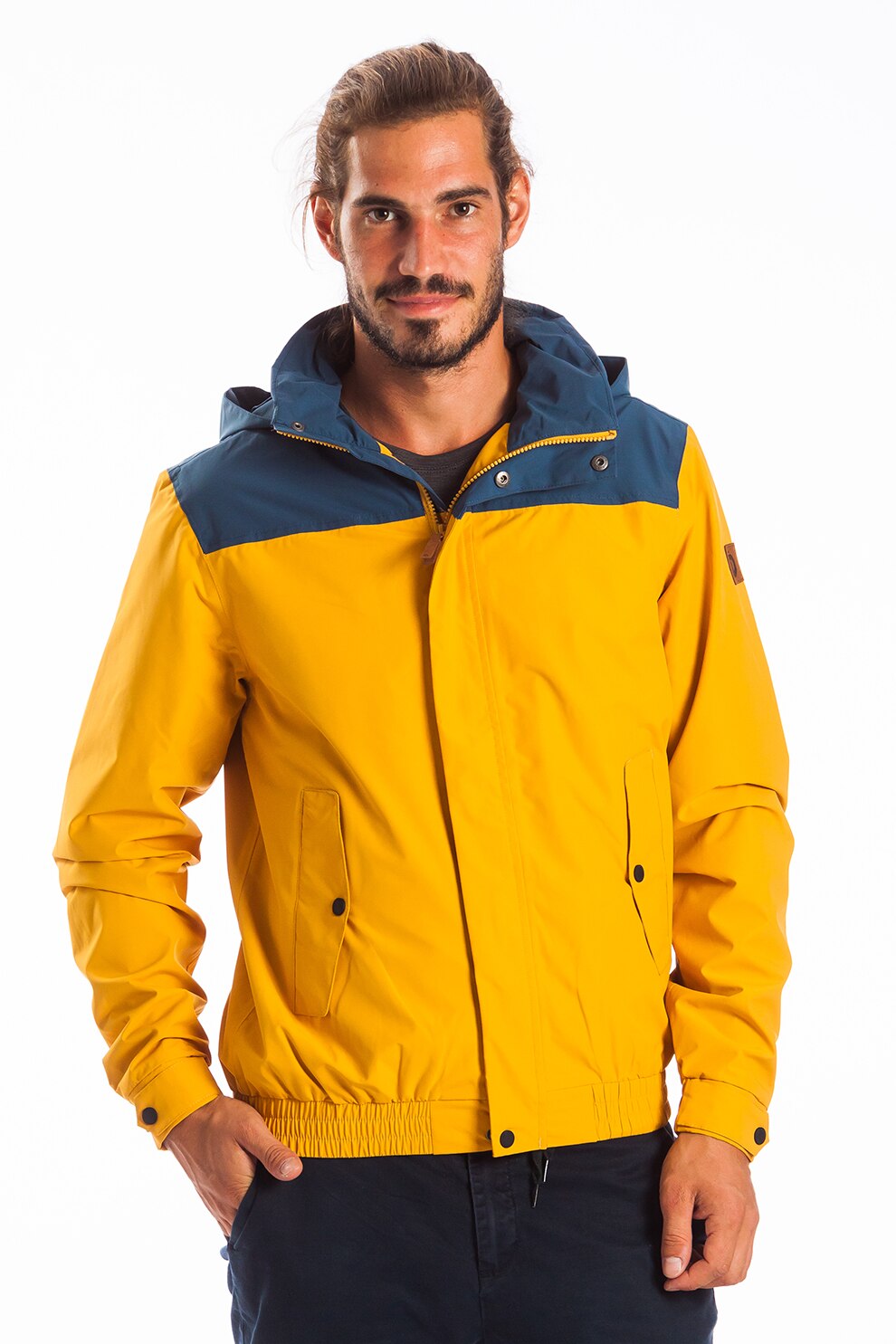 Fundango, Jacheta impermeabila cu gluga Tefe, Galben sofran/Albastru, L