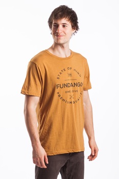 Fundango, Tricou regular fit cu model logo, Galben mustar