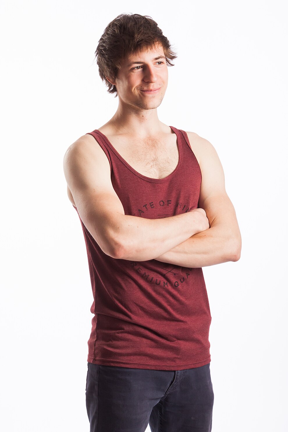 Fundango, Top regular fit cu imprimeu logo Tank Swell, Rosu Bordeaux