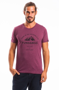 Fundango, Tricou cu logo si imprimeu text Basic, Violet Fundango, Tricou cu logo si imprimeu text Basic, Violet