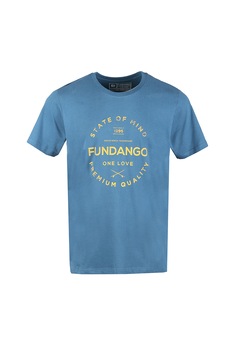 Fundango, Tricou regular fit cu imprimeu logo si text, Albastru lavanda