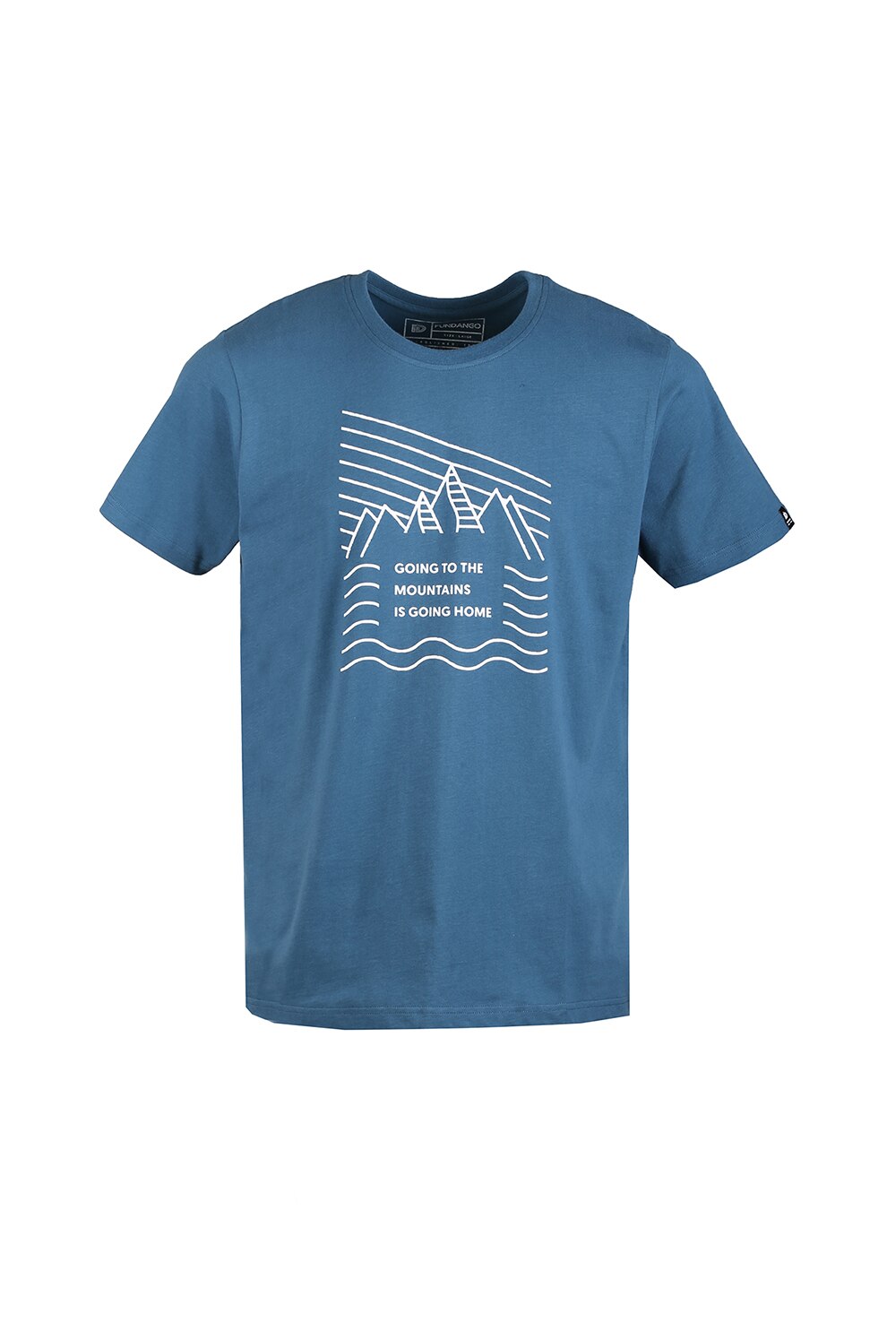 Fundango, Tricou regular fit cu imprimeu grafic si text, Albastru inchis