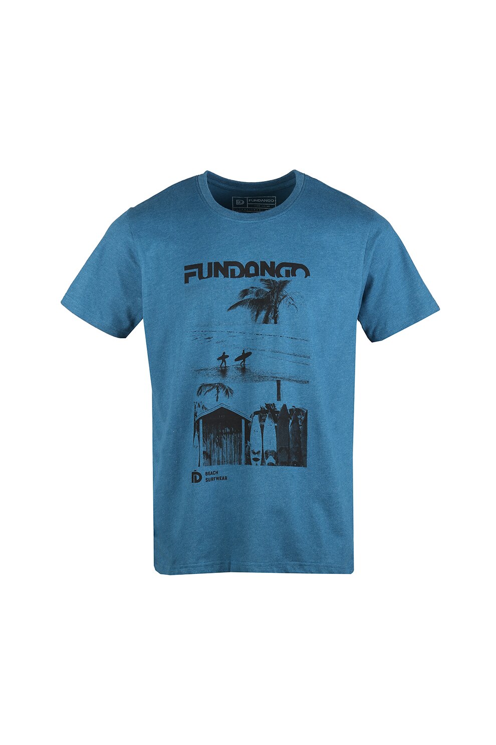 Fundango, Tricou regular fit cu imprimeu grafic si logo, Albastru inchis, S