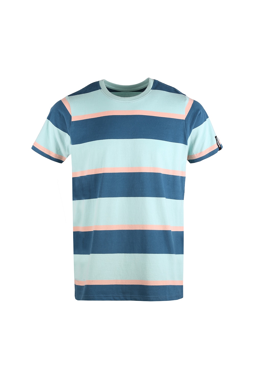 Fundango, Tricou regular fit cu model in dungi Jaggy, Turcoaz/Roz