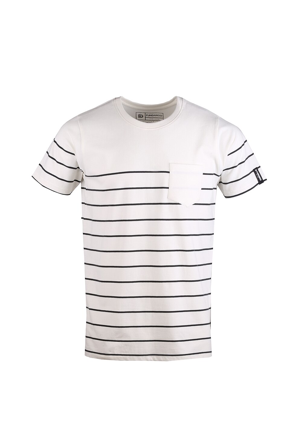 Fundango, Tricou regular fit cu buzunar pe piept Jaggy, Alb/Negru