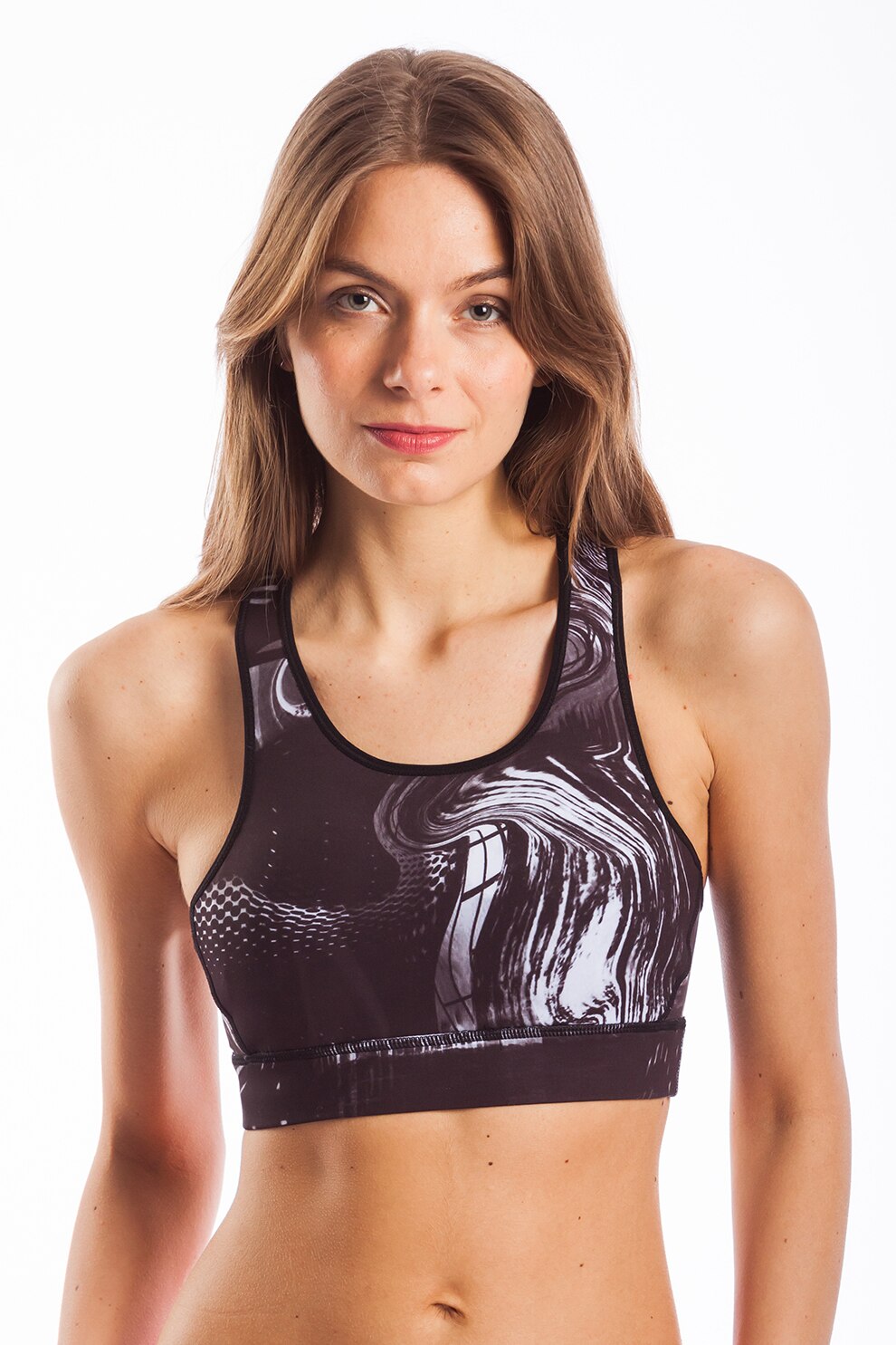 Fundango, Bustiera sport cu segment perforat Solar, Negru/Alb, XS