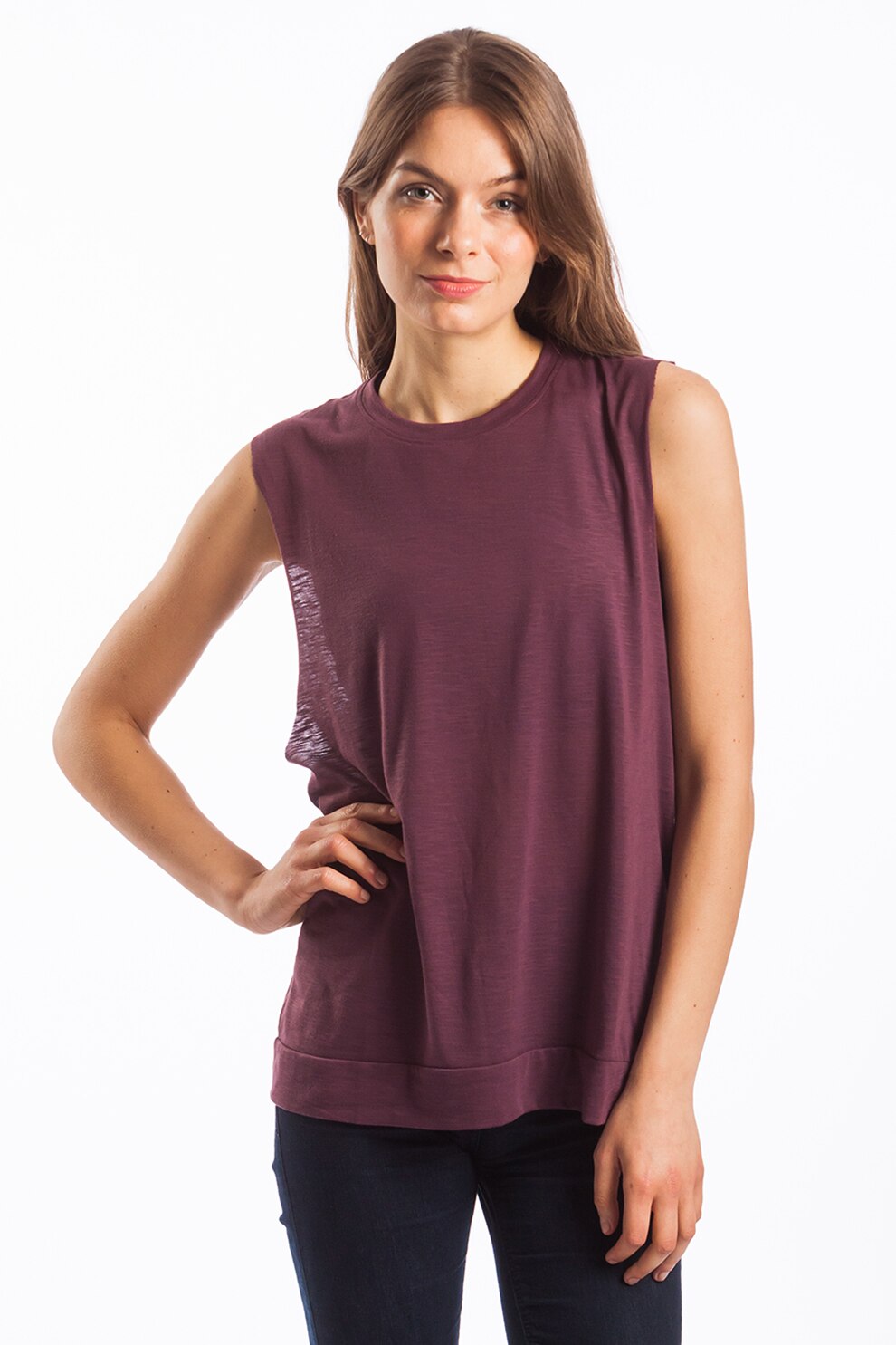 Fundango, Top transparent din amestec de bumbac Sonja, Violet aubergine