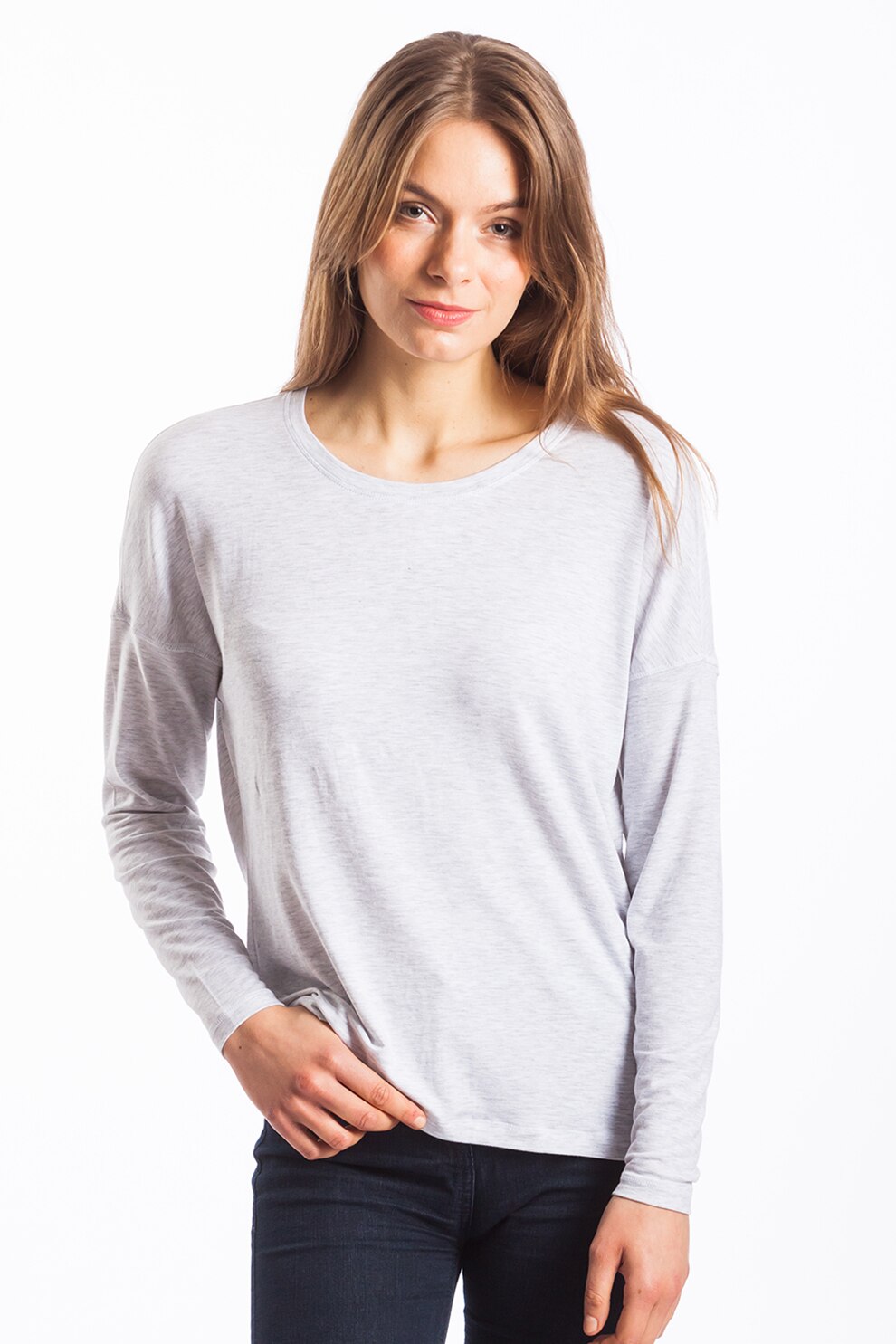 Fundango, Bluza din amestec de modal cu detaliu decupat pe partea din spate Moya, Gri deschis, XS