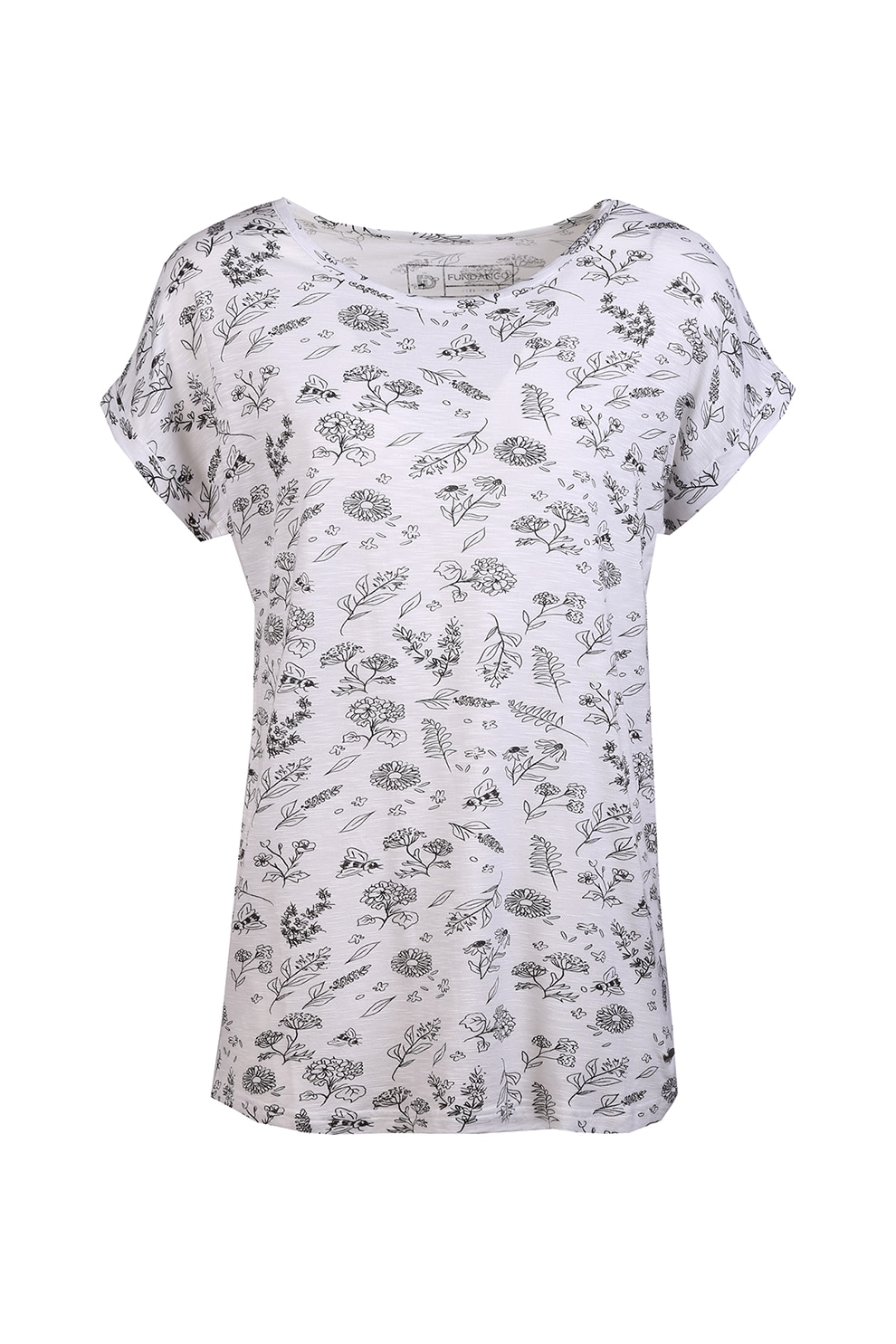 Fundango, Tricou din amestec de bumbac cu imprimeu Lelia, Alb