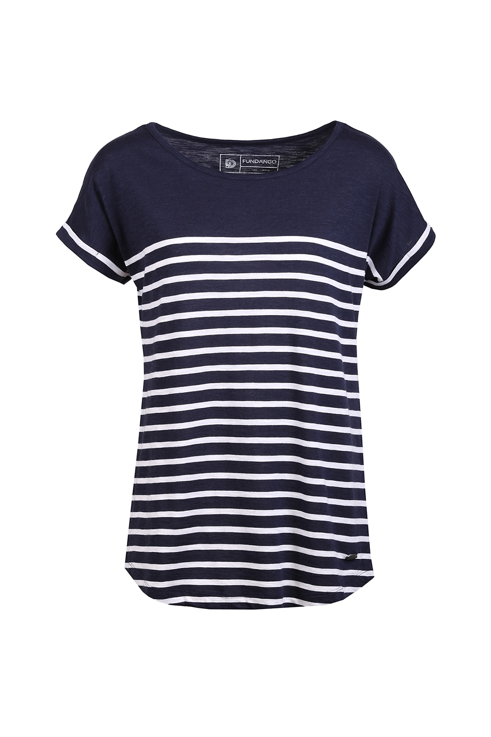 Fundango, Tricou din amestec de bumbac cu imprimeu Lelia, Bleumarin/Alb