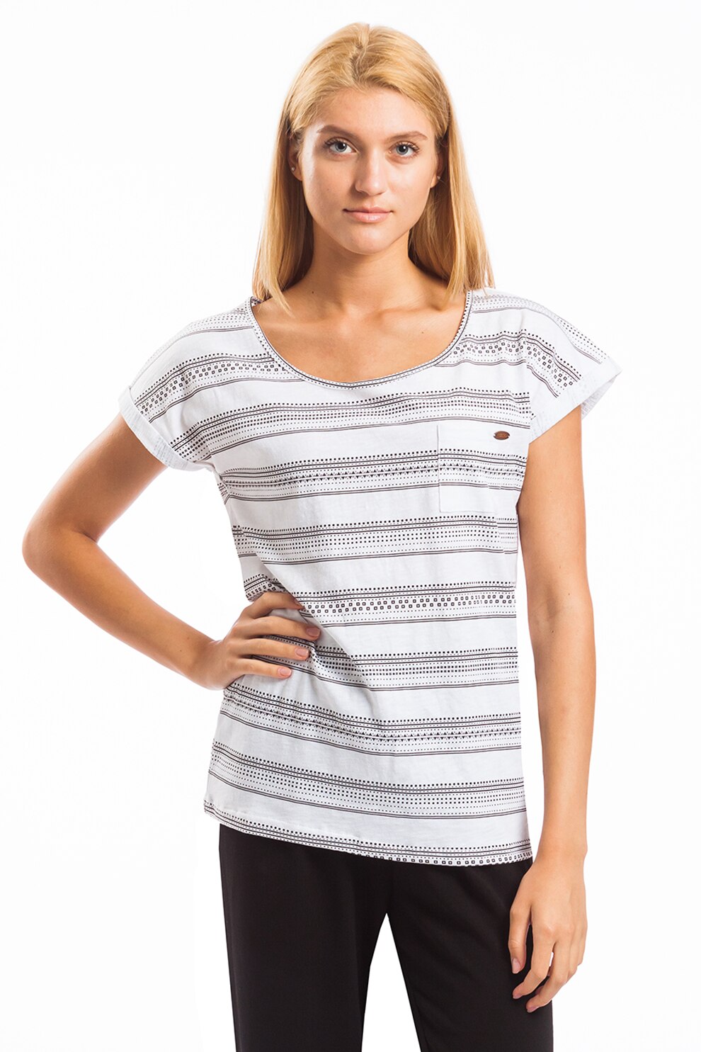 Fundango, Tricou lejer cu imprimeu cu dungi Melba, Alb