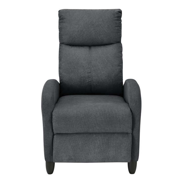 Fotoliu Relax Textil Gri inchis, en.casa,102 x 60 cm, poliester, gri inchis, cu spatar reglabil