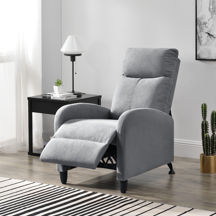 Relax fotel TV fotel kárpitozott fotel dönthető háttámlával fekvőfotel textil világosszürke [en.casa]®