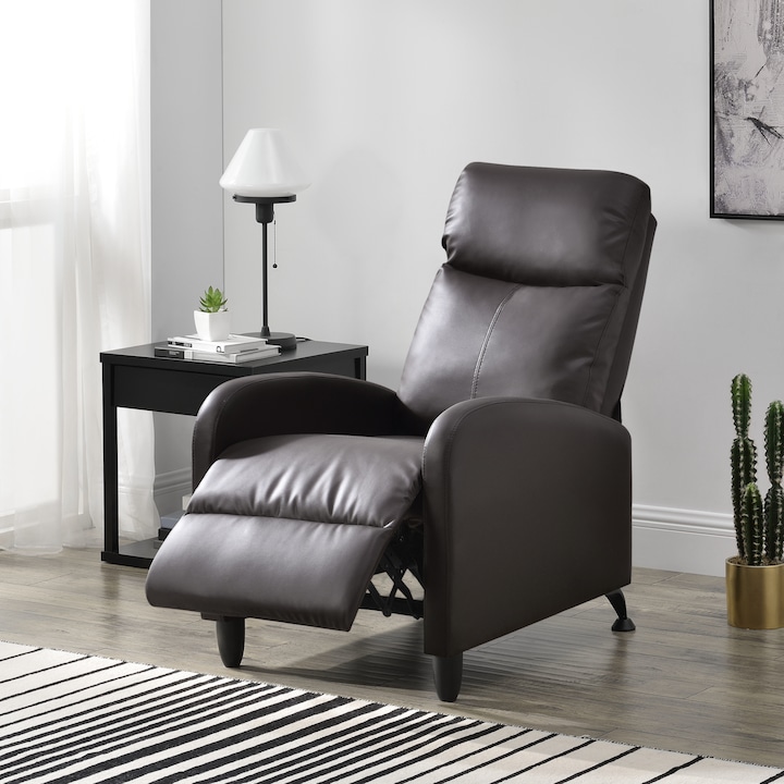 Relax fotel TV fotel kárpitozott fotel dönthető háttámlával fekvőfotel műbőr barna [en.casa]®