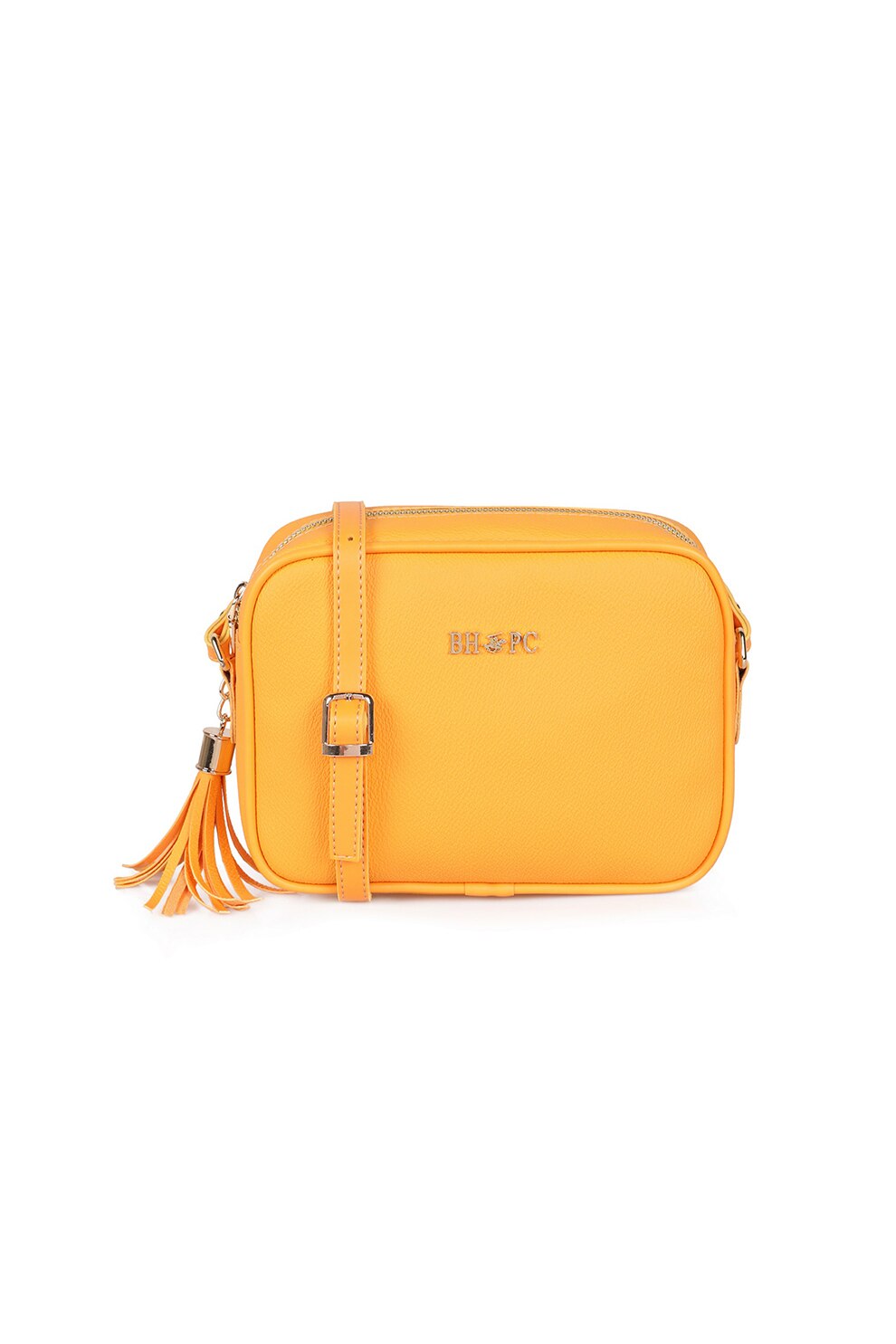 Beverly Hills Polo Club, Geanta crossbody din piele ecologica cu logo metalic, Oranj