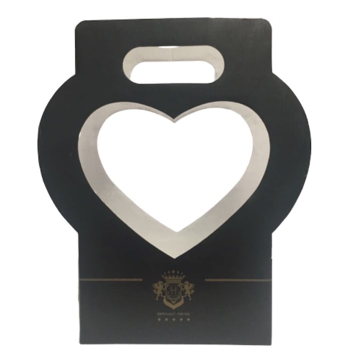 Set 10 cutii din carton in forma de inima negru,995 g