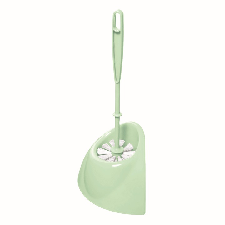 Perie WC, cu suport, de colt, vernil