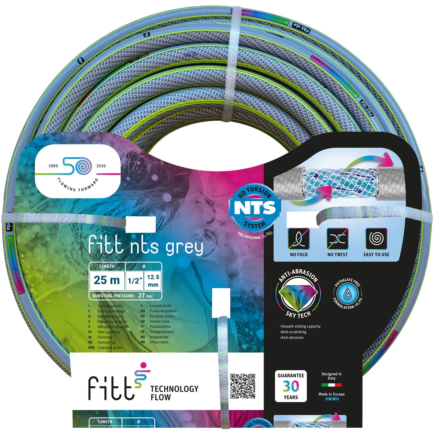 Furtun gradina NTS GREY, diametru interior 12.5 mm, R25 m