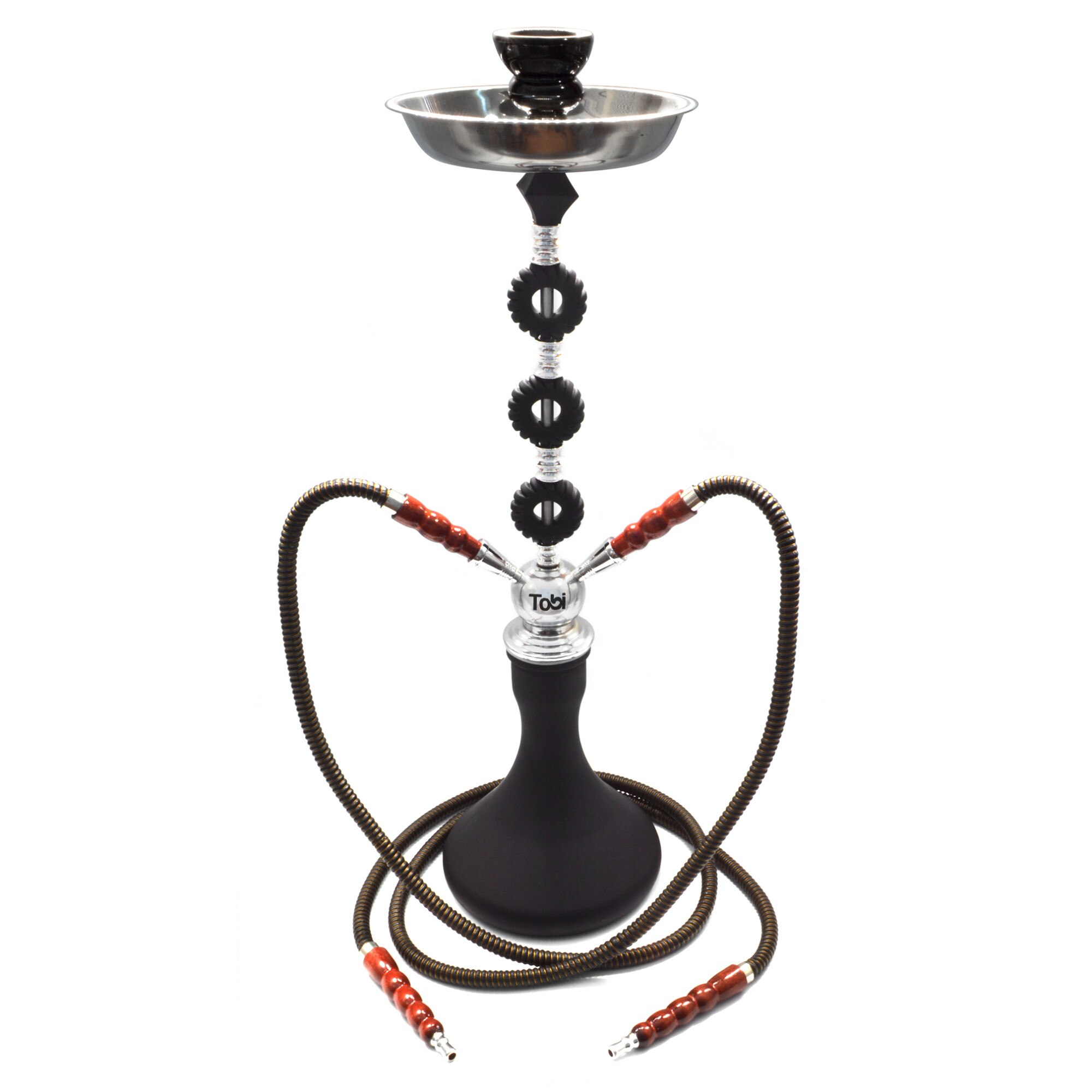 Narghilea Tobi, Assuan, 2 furtunuri, Negru, 67 cm