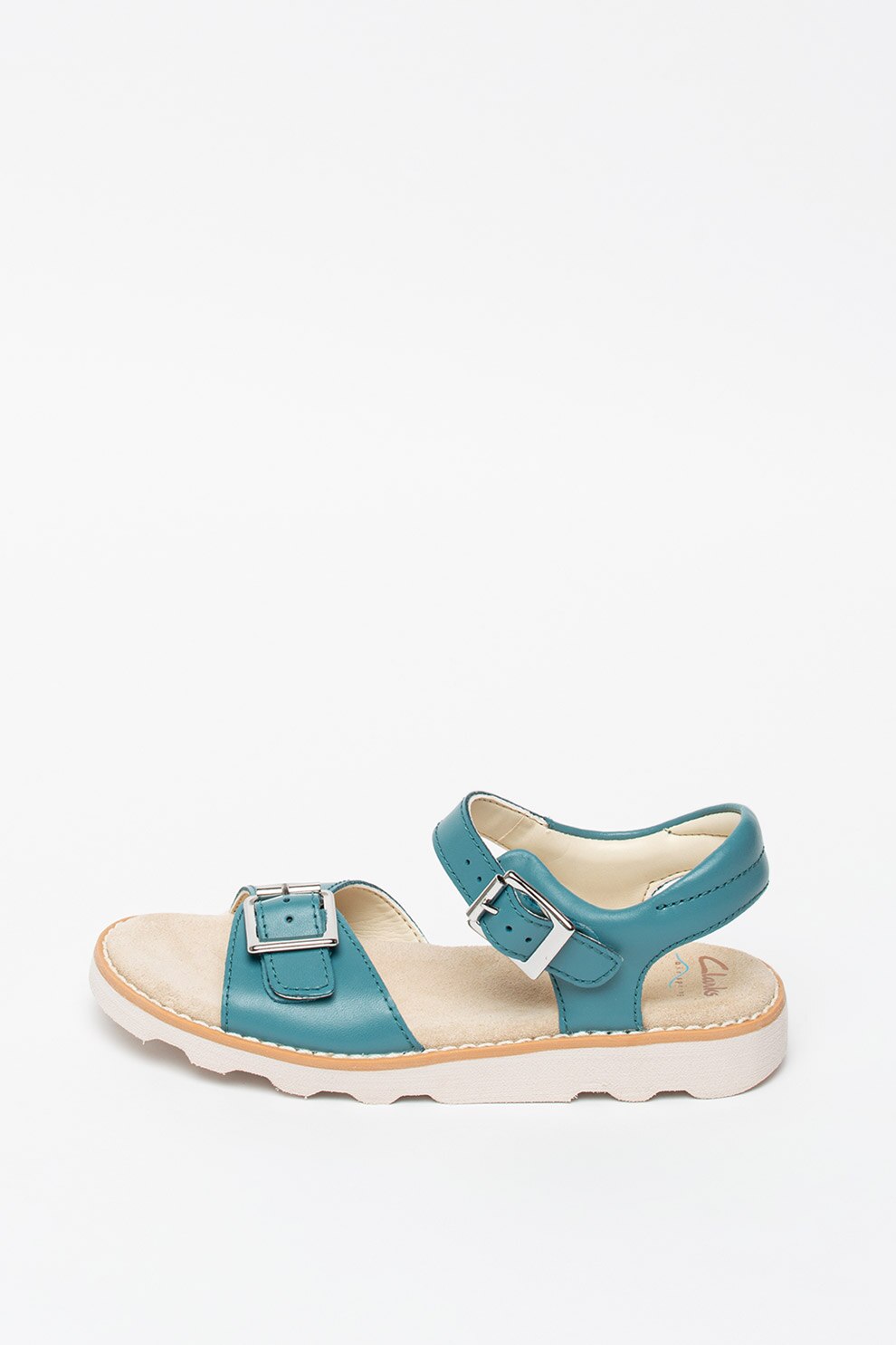 Clarks, Sandale de piele Crown Bloom, Verde persan, 32 EU