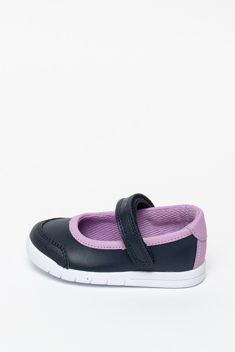 Clarks, Кожени обувки Emery Halo тип Mary Jane с еко кожа, Тъмносин / Лила, 20 EU