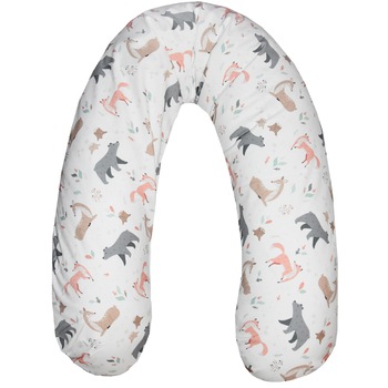 Perna de alaptat cu husa bumbac si umplutura fibre de silicon Eko 180cm Forest Perna de alaptat cu husa bumbac si umplutura fibre de silicon Eko 180cm Forest