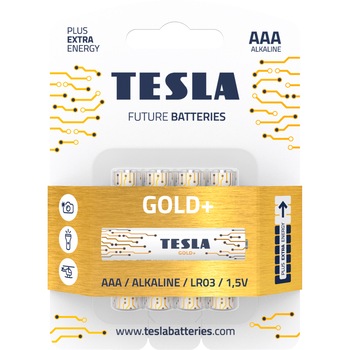 Baterii Tesla AAA Alcaline GOLD+, 4 buc Baterii Tesla AAA Alcaline GOLD+, 4 buc