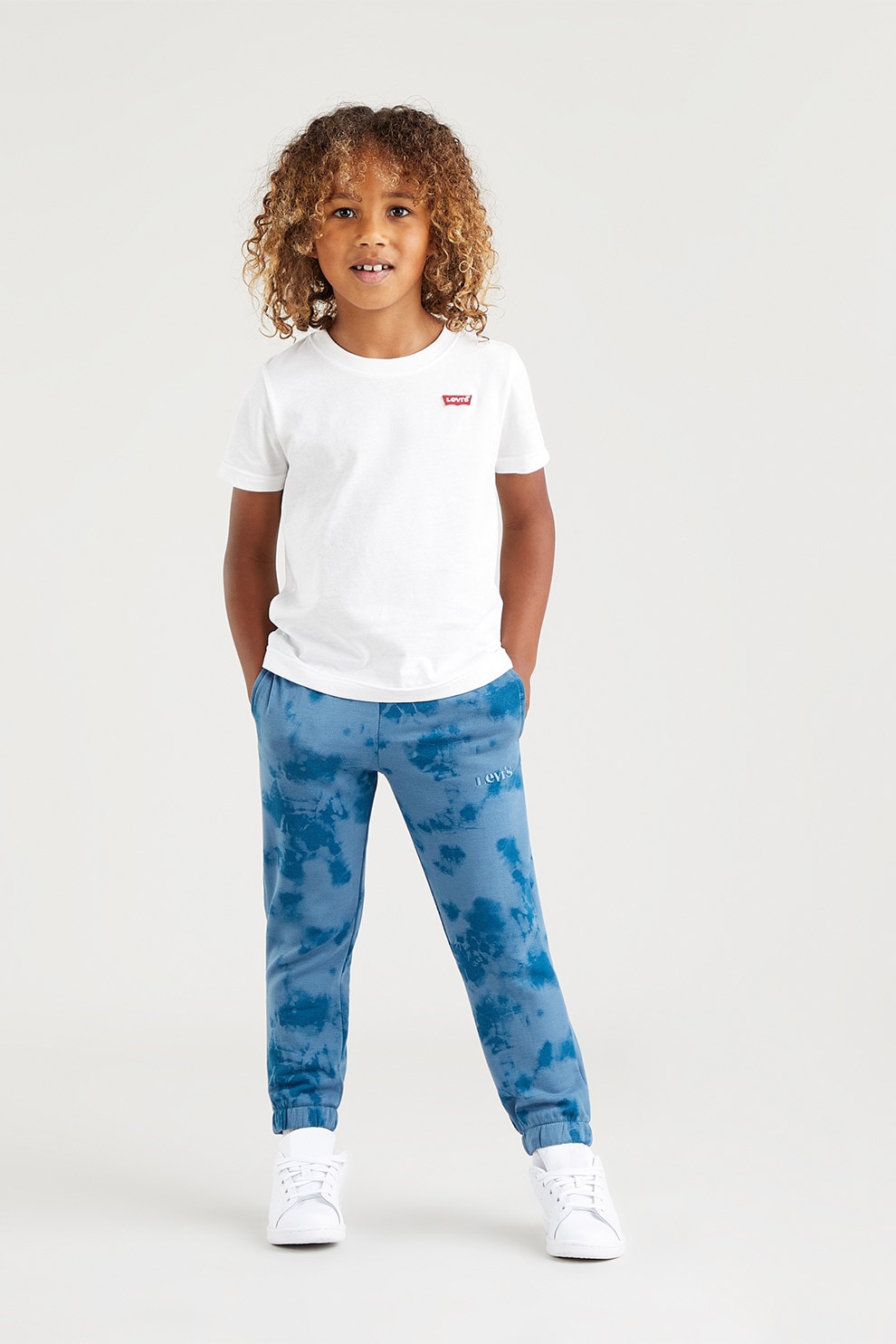 Levi's, Tricou cu decolteu la baza gatului Batwing, Rosu, Alb, 110 CM