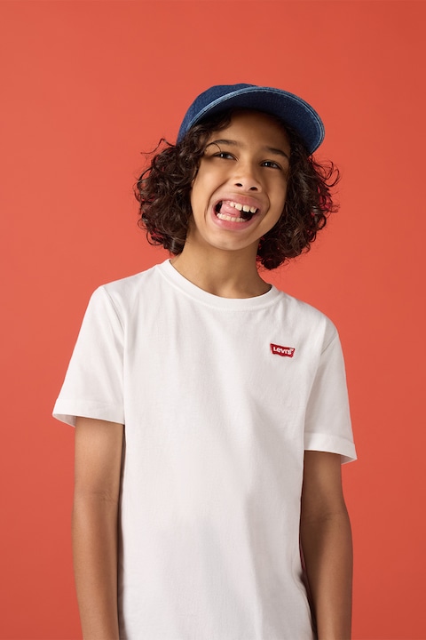 Levi's, Тениска с памук с лого, Червен/Бял