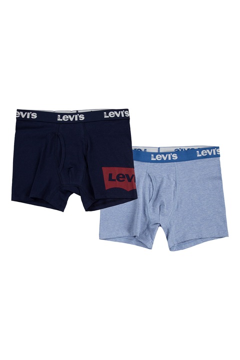 Levi's, Памучни боксерки с лого, 2 чифта, Червен/Тъмносин