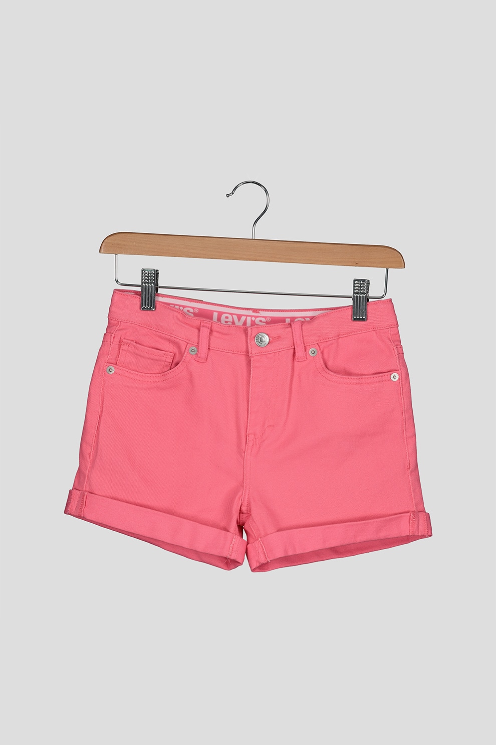 Levi's Kids, Pantaloni scurti de denim cu terminatii pliabile, Roz, 158 CM
