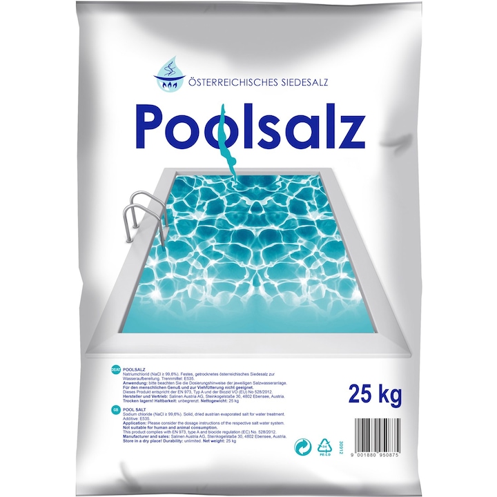 Saltech Poolsalz Medencesó, úszómedencék vizének lágyítására, 25 kg