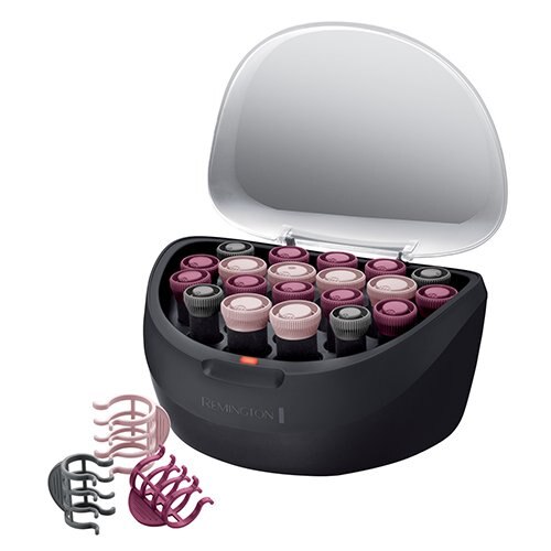 Set de Bigudiur iRemington Ionic RMG21 , Design cu invelis din catifea , 20 de bigudiuri , 30 de cleme , generare ioni , 20mm/23mm/27mm , Negru